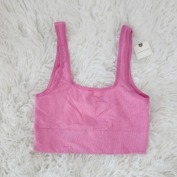 by Anthropologie Seamless Ribbed Square Neck Bralette. Pink Rose. Size xxs/xs. - Picture 1 of 5